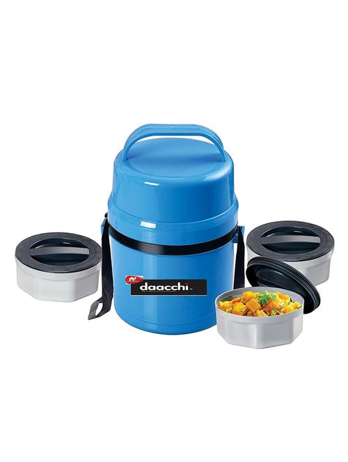 Blue Color plastic body lunch box set of 3 container - 14897281 - Very Small Image - 1