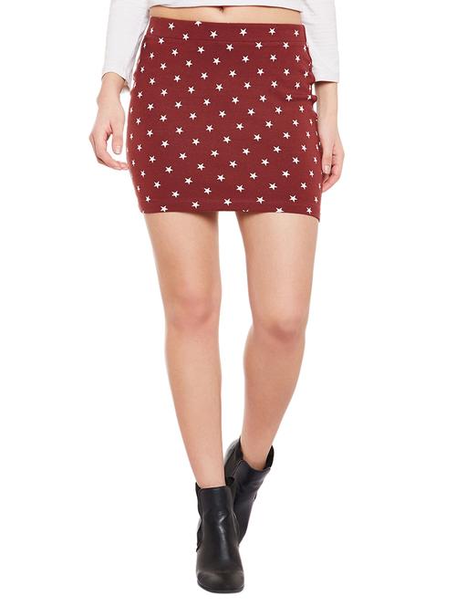 maroon printed pencil skirt - 14897828 - Very Small Image - 1