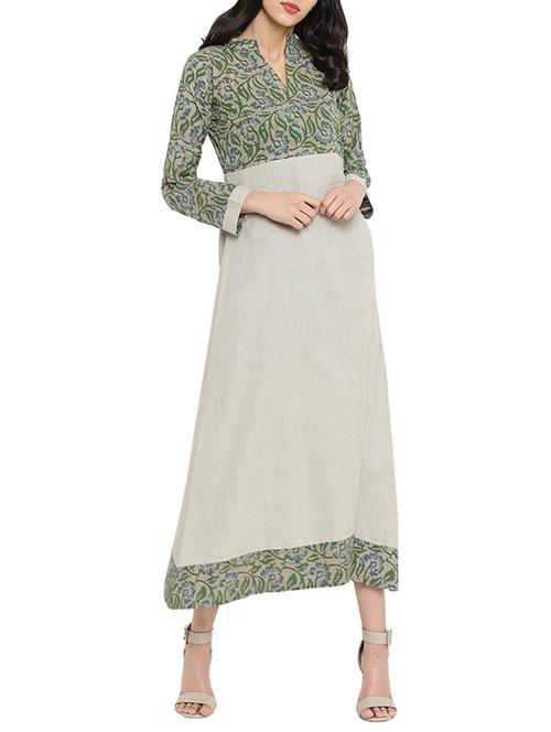 green printed a-line dress - 14897842 - Standard Image - 1