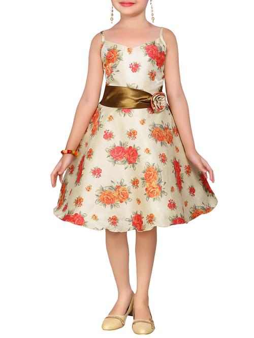 beige satin frock - 14897855 - Standard Image - 1