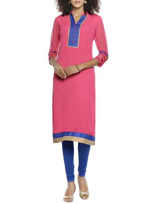 Soch pink georgette straight kurta - 14897872 - Very Small Image - 1
