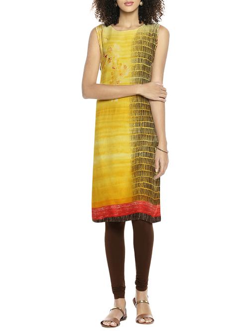soch yellow rayon straight kurta - 14897900 - Very Small Image - 1