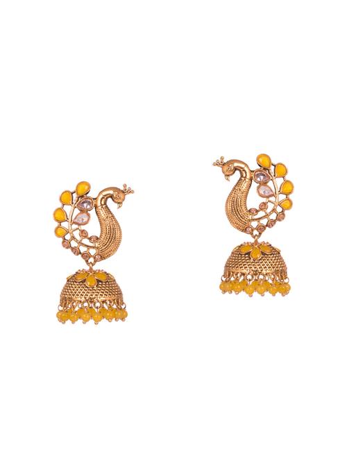gold metal jhumka earrings - 14898004 - Standard Image - 1