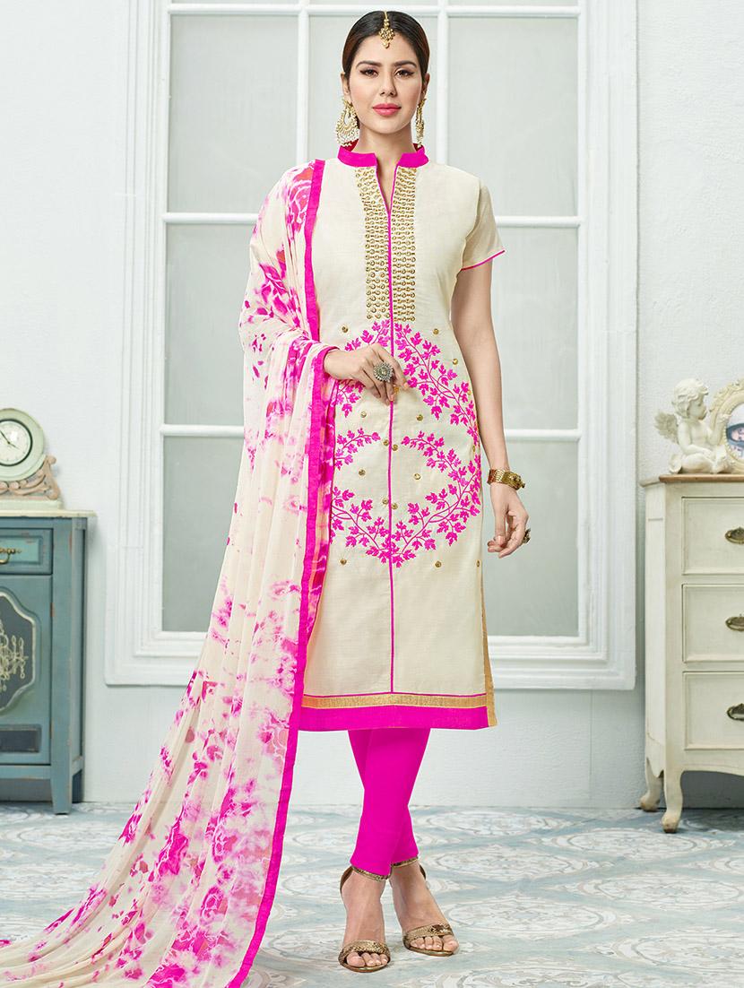 embroidered unstitched churidaar suit