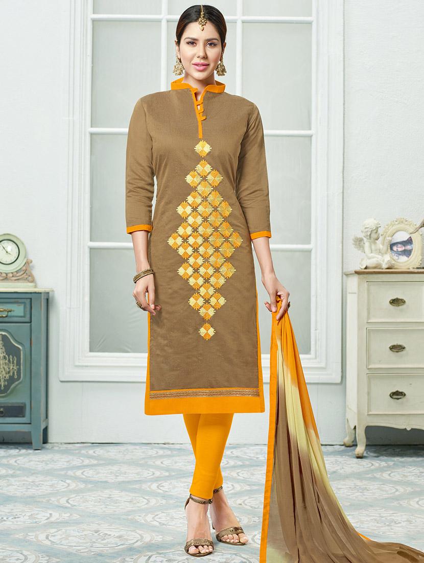 Embroidered unstitched churidaar suit - 14898051 - Zoom Image - 1