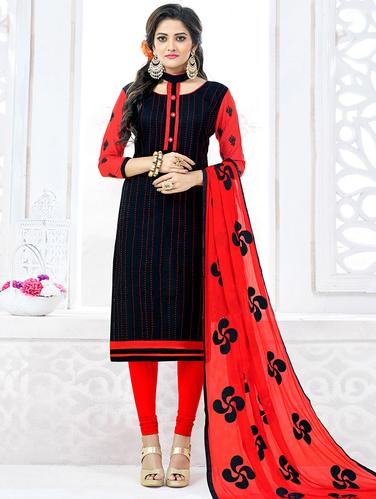 black cotton churidaar suits unstitched suit - 14898065 - Very Small Image - 1
