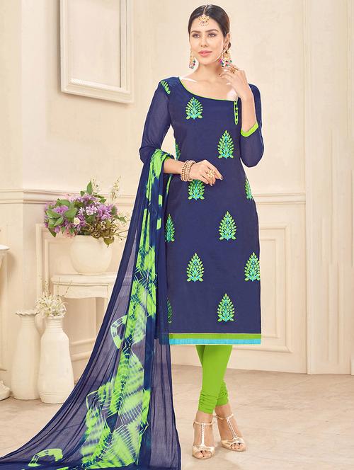 Embroidered unstitched churidaar suit - 14898086 - Standard Image - 1