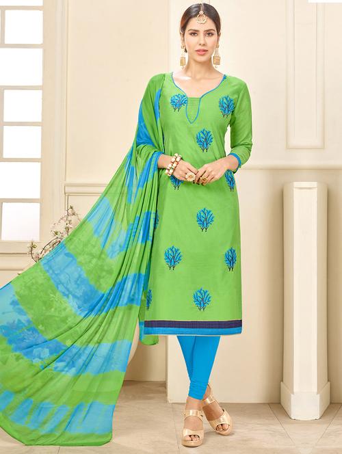 Embroidered unstitched churidaar suit - 14898089 - Standard Image - 1