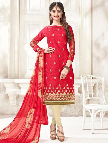 Embroidered unstitched churidaar suit - 14898104 - Very Small Image - 1