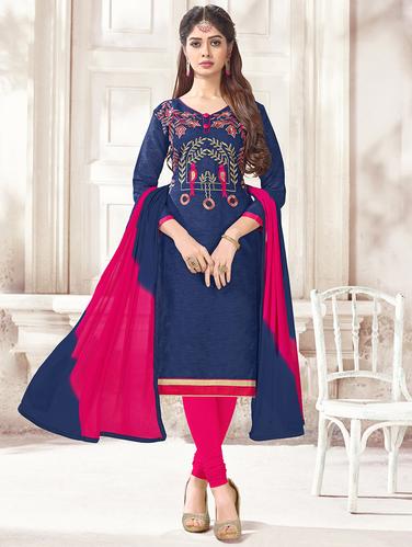 Embroidered unstitched churidaar suit - 14898106 - Very Small Image - 1
