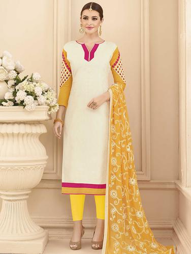 Embroidered unstitched churidaar suit - 14898112 - Very Small Image - 1