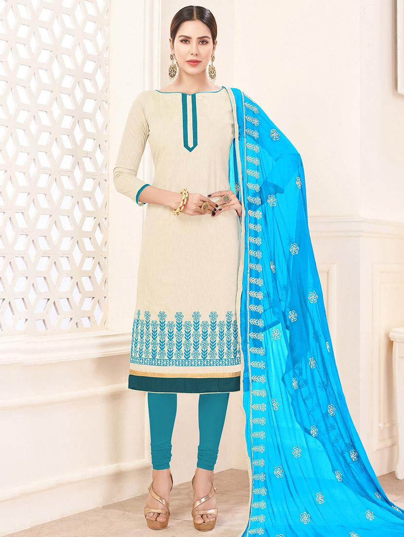 Embroidered unstitched churidaar suit - 14898129 - Zoom Image - 1