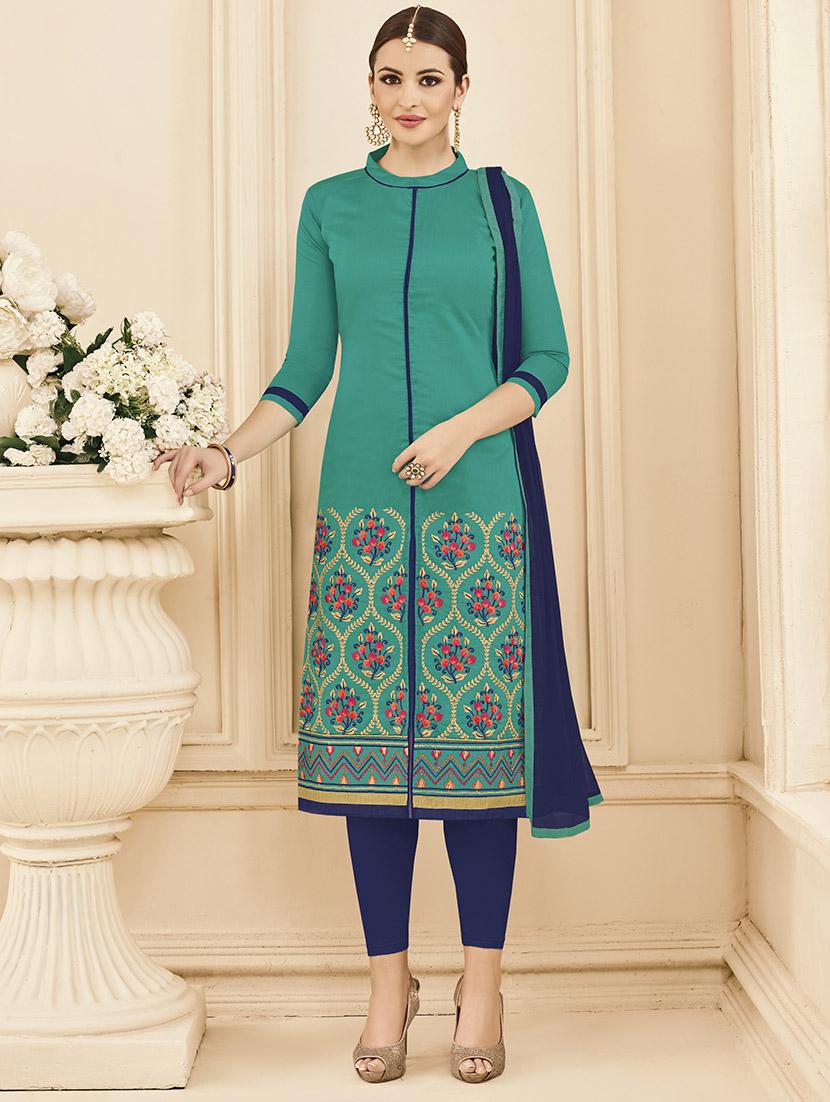 Embroidered unstitched churidaar suit - 14898134 - Zoom Image - 1