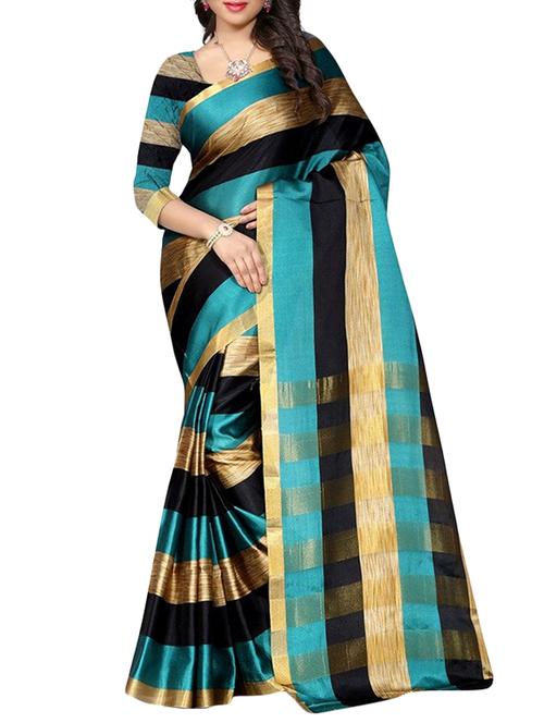 blue woven saree with blouse - 14898307 - Standard Image - 1