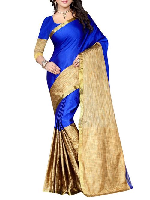 blue cotton woven saree with blouse - 14898310 - Very Small Image - 1