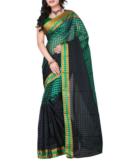 green art silk woven saree with blouse - 14898320 - Very Small Image - 1