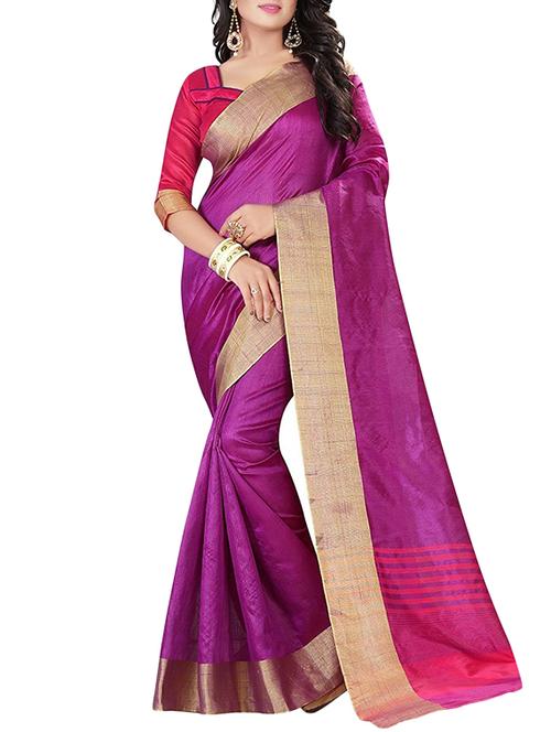 purple cotton woven saree with blouse - 14898333 - Very Small Image - 1