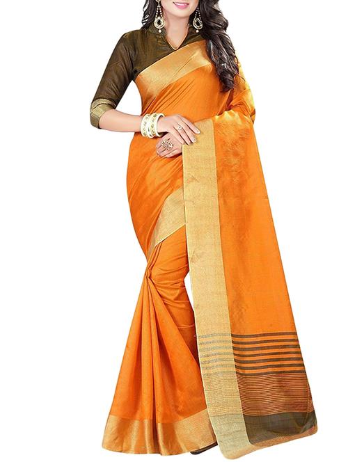 yellow cotton woven saree with blouse - 14898336 - Very Small Image - 1