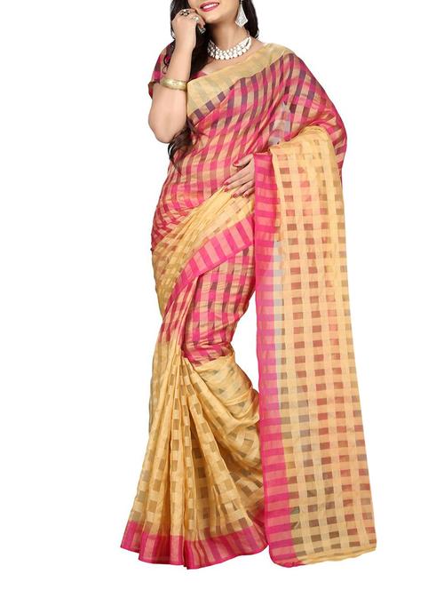pink cotton silk woven saree with blouse - 14898345 - Standard Image - 1