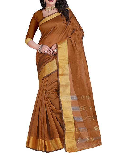 mustard cotton silk woven saree with blouse - 14898348 - Very Small Image - 1