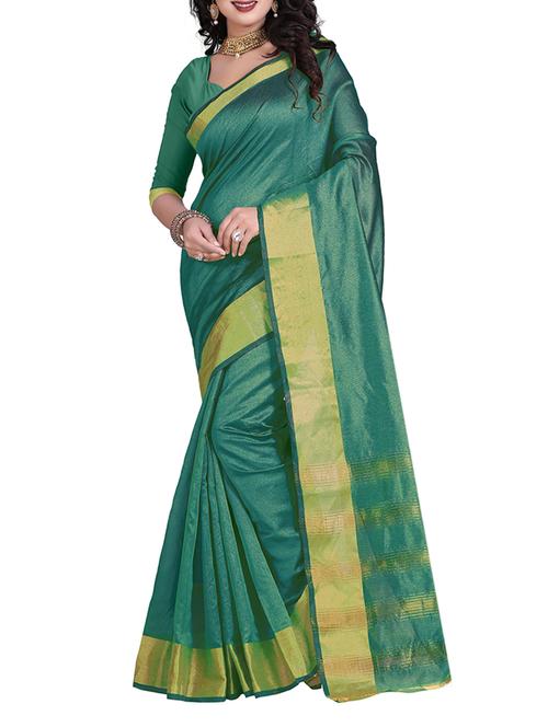 turquoise cotton silk woven saree - 14898349 - Very Small Image - 1