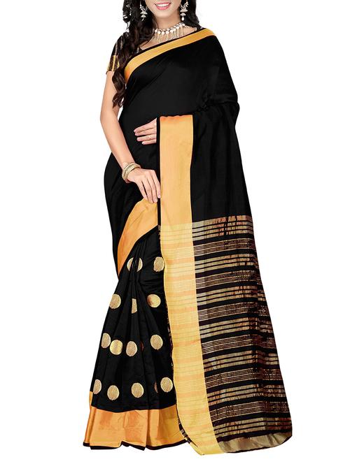 black cotton silk half and half saree with blouse - 14898357 - Very Small Image - 1