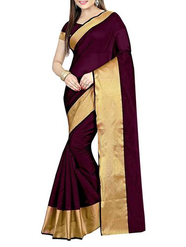 Purple bordered saree with blouse - 14898397 - Very Small Image - 1