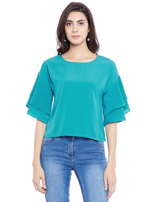 solid blue casual top - 14898426 - Very Small Image - 1