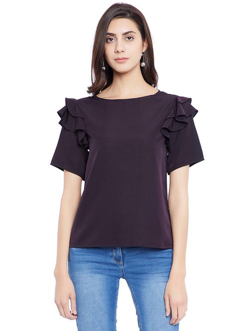 solid purple casual top - 14898431 - Standard Image - 1