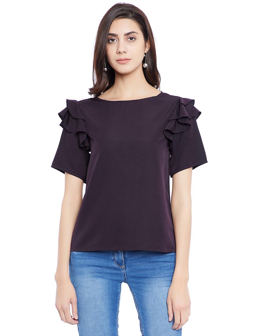 solid purple casual top - 14898431 - Zoom Image - 1
