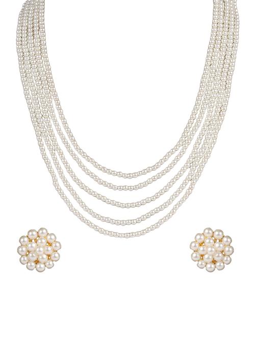 white crystal pearl necklaces and earrings - 14898575 - Very Small Image - 1