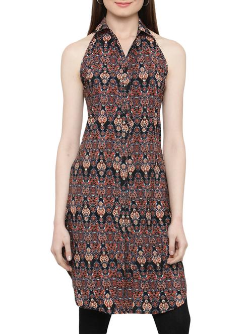 black printed crepe tunic - 14898613 - Standard Image - 1
