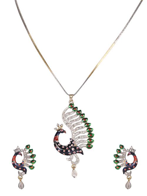 multi colored gold plated pendants and earrings - 14898623 - Very Small Image - 1
