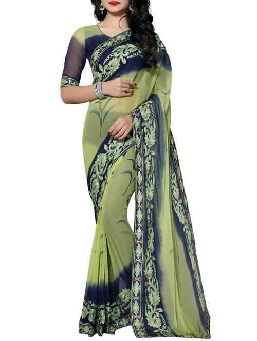 light green chiffon embroidered saree with blouse - 14898840 - Very Small Image - 1