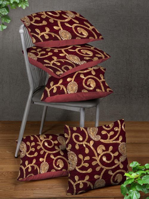 Red Set of 5 Cushion Covers - 14898868 - Standard Image - 1