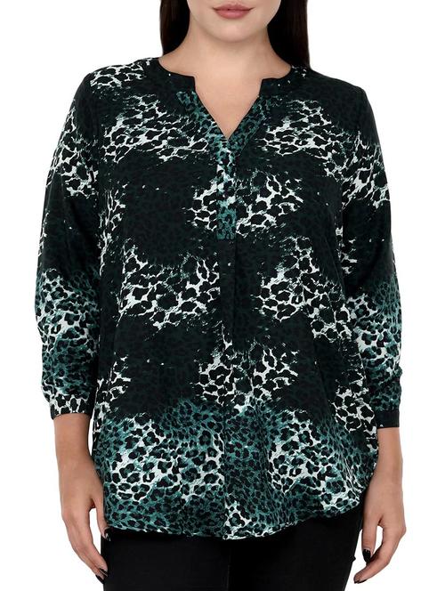 green printed plus tunic - 14898873 - Standard Image - 1