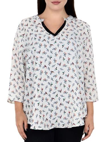 white printed plus tunic - 14898880 - Very Small Image - 1