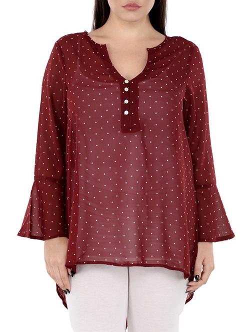 button detail asymmetric plus tunic - 14898883 - Standard Image - 1