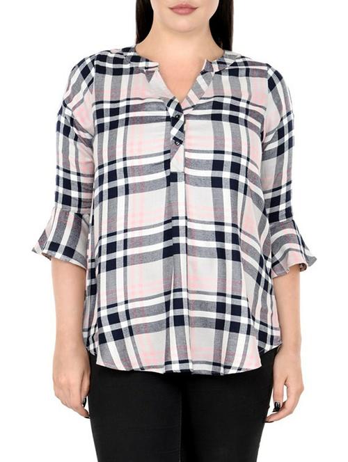 pleat detail checkered plus tunic - 14898886 - Standard Image - 1