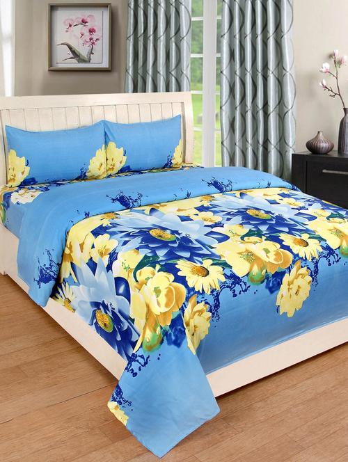 Floral Print Double Bedsheet With 2 Pillow Covers - 14898892 - Very Small Image - 1