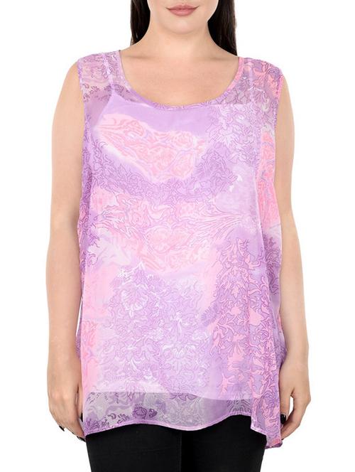 purple georgette plus tunic - 14898929 - Standard Image - 1