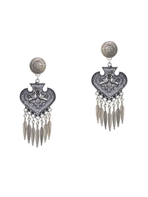 silver oxidized metal drop earrings - 14899419 - Very Small Image - 1