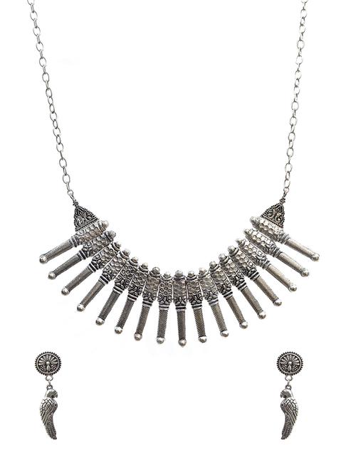 silver oxidized metal short necklace - 14899446 - Very Small Image - 1