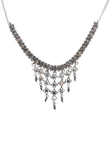 silver oxidized metal short necklace - 14899448 - Very Small Image - 1