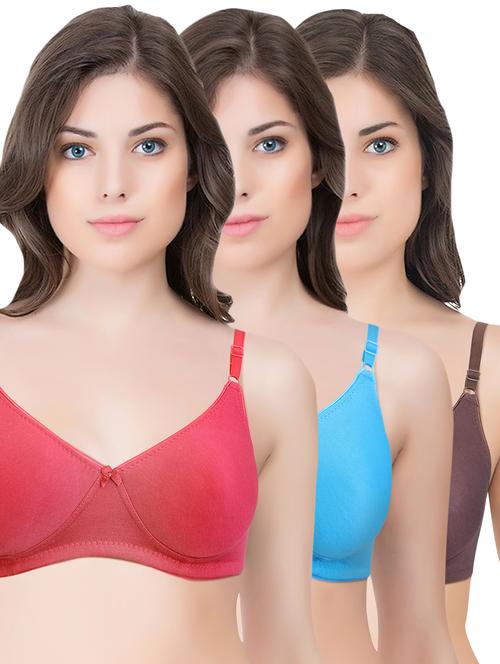 set of 3 multi colored cotton bra - 14899453 - Standard Image - 1