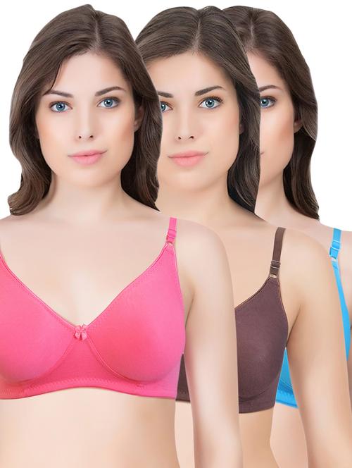 set of 3 multi colored cotton bra - 14899454 - Standard Image - 1