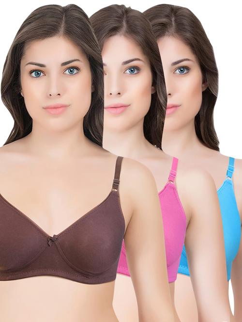 set of 3 multi colored cotton bra - 14899455 - Standard Image - 1