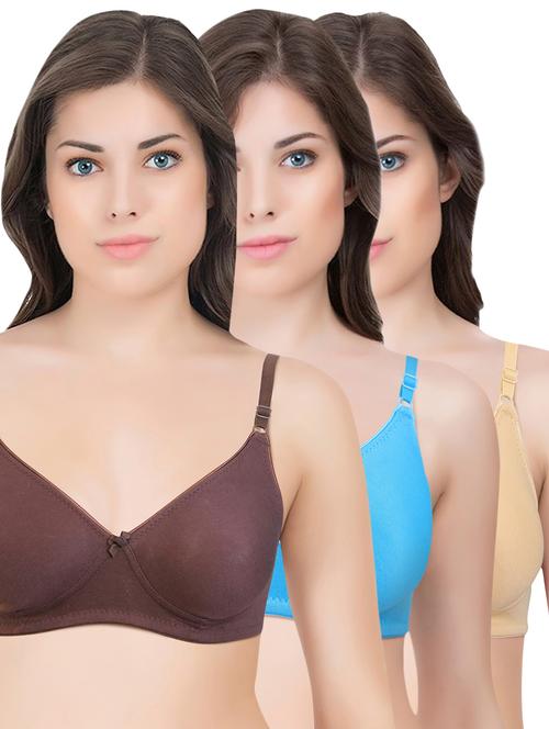 set of 3 multi colored cotton bra - 14899457 - Standard Image - 1