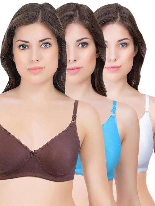 set of 3 multi colored cotton bra - 14899459 - Standard Image - 1