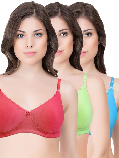 set of 3 multi colored cotton bra - 14899460 - Standard Image - 1